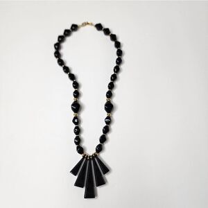 Vintage Napier chunky Black and Gold lucite necklace